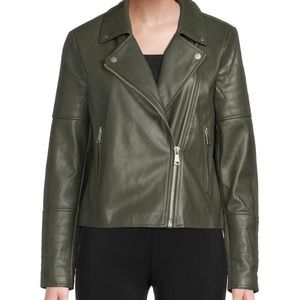 Bagatelle Women's Green Faux Leather Moto Jacket